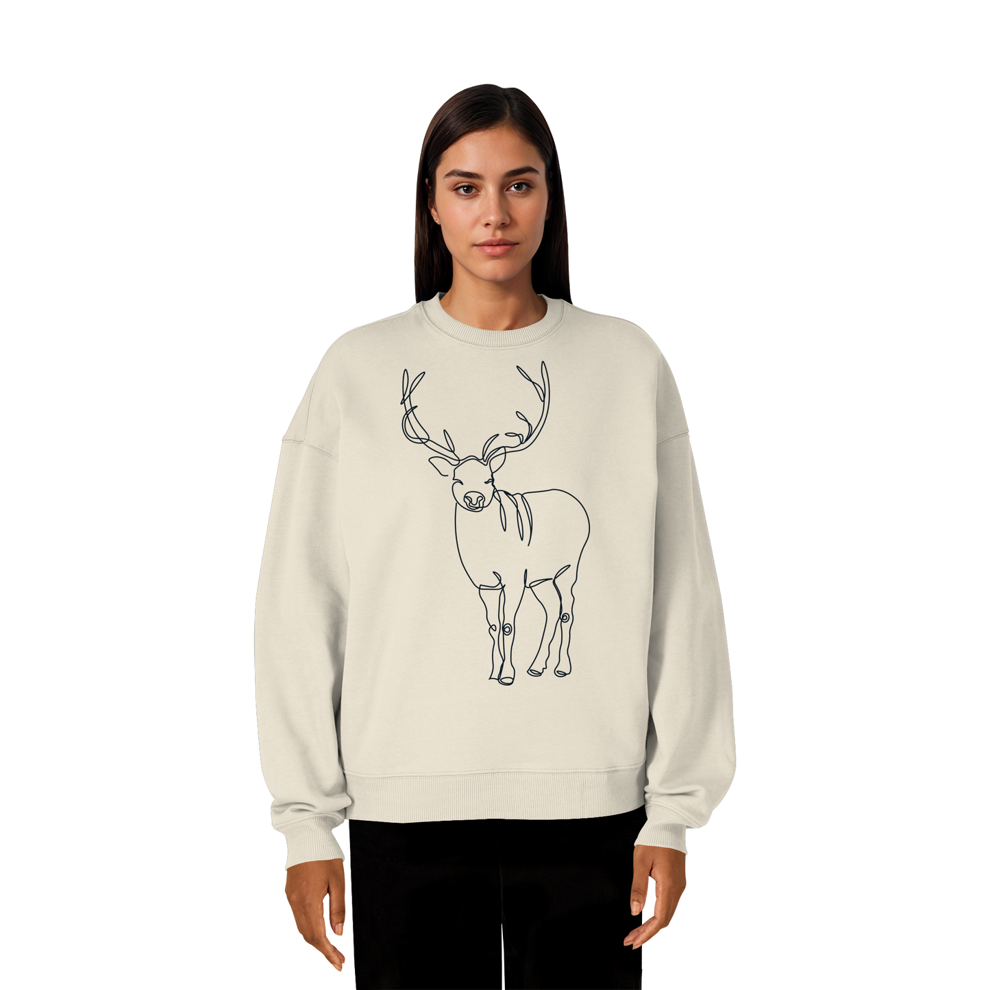 Oneline-Hirsch-Artwork - Organic Oversize Sweatshirt