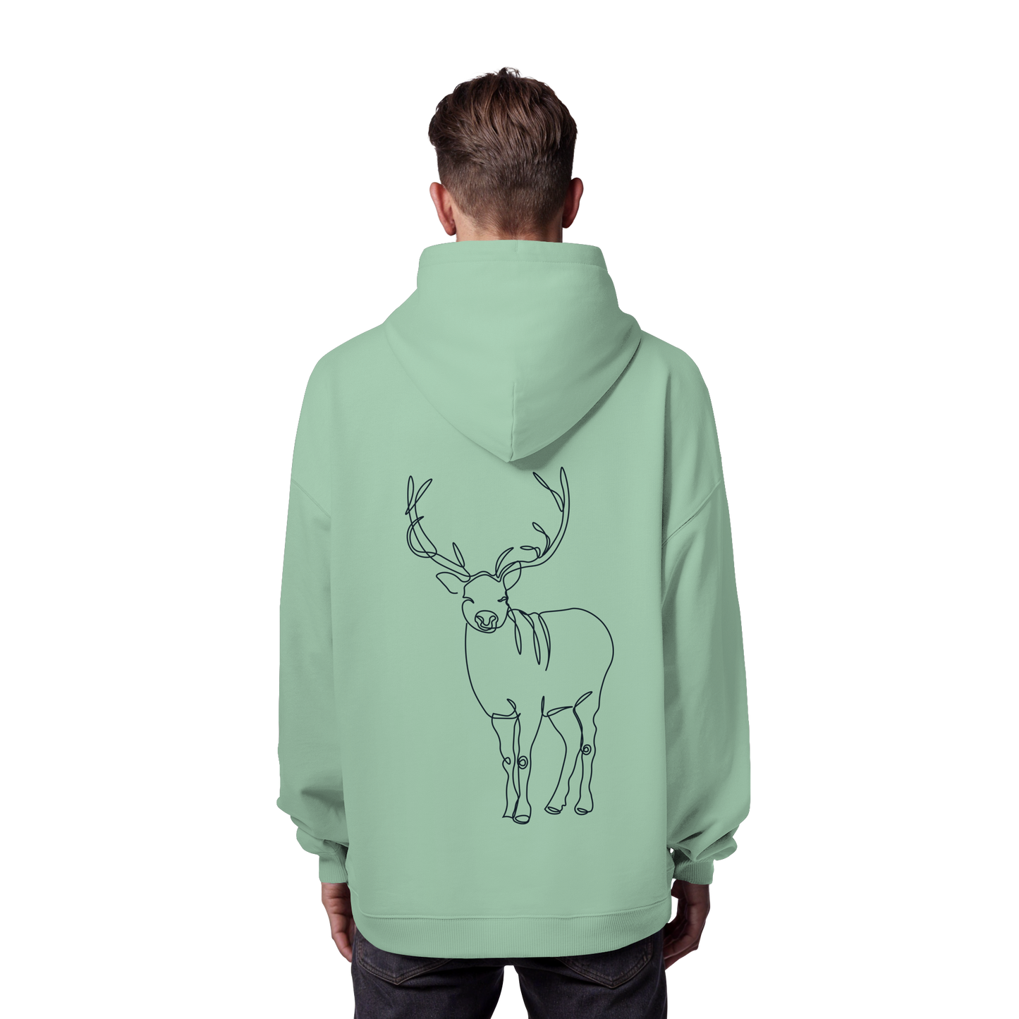 BACKSIDEPRINT Hirsch-Oneline-Artwork  - Organic Oversize Hoodie