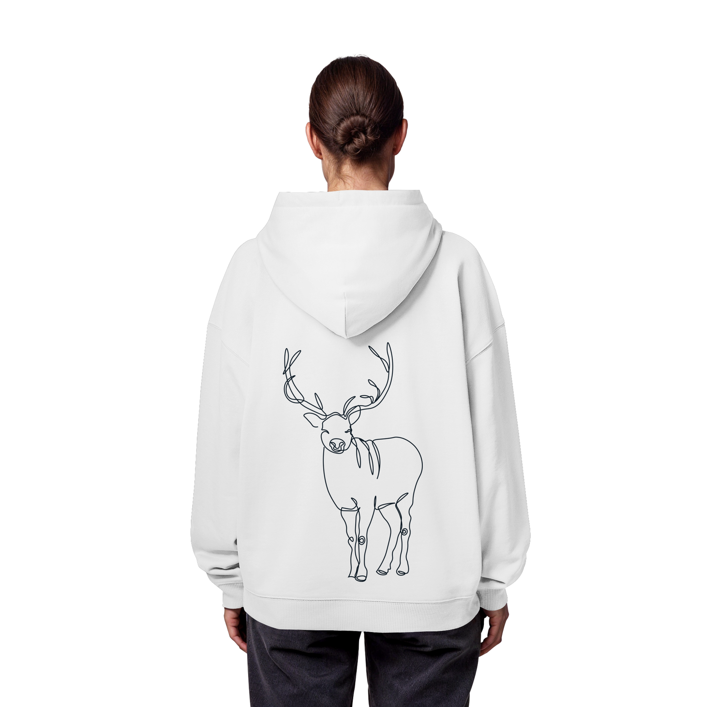 BACKSIDEPRINT Hirsch-Oneline-Artwork  - Organic Oversize Hoodie