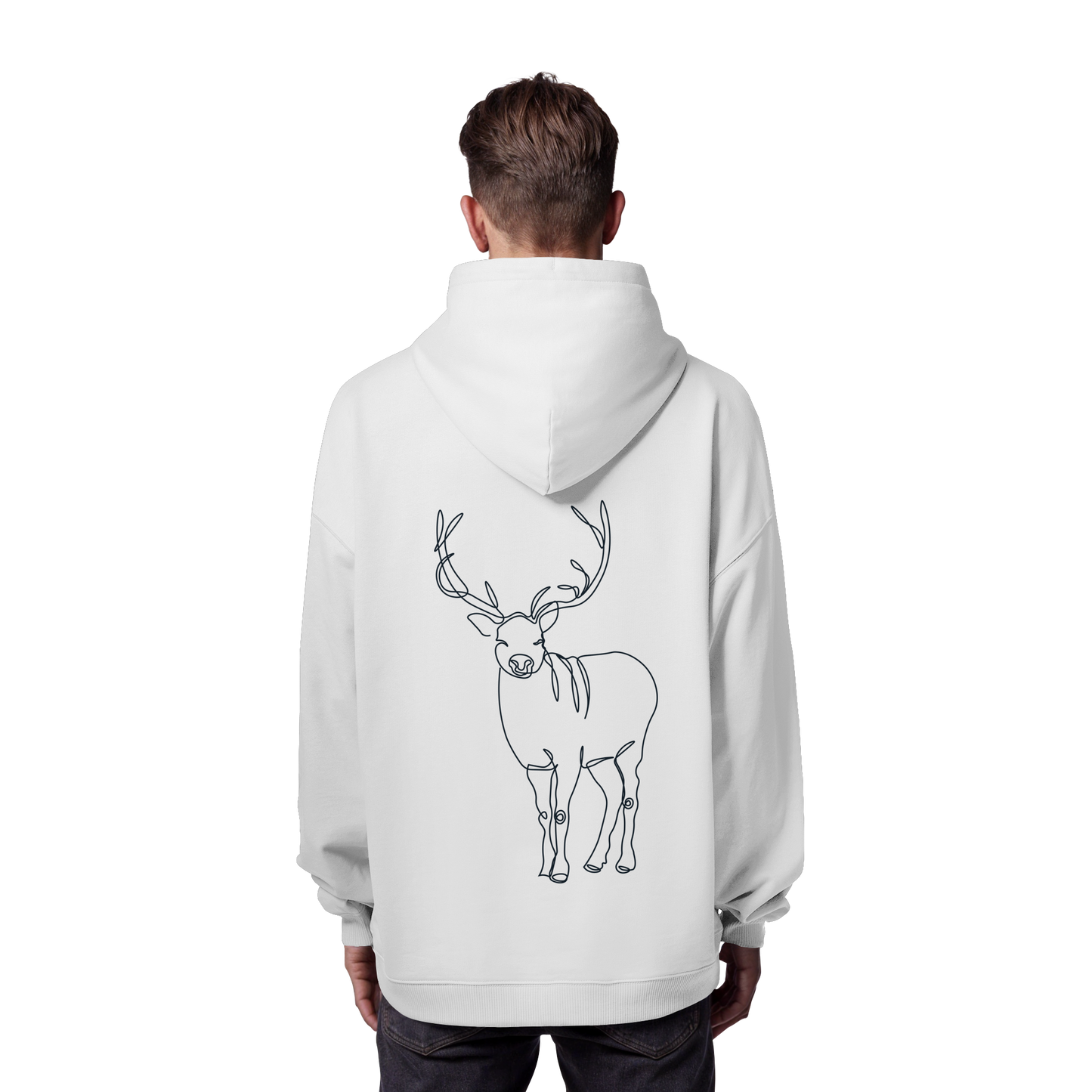 BACKSIDEPRINT Hirsch-Oneline-Artwork  - Organic Oversize Hoodie