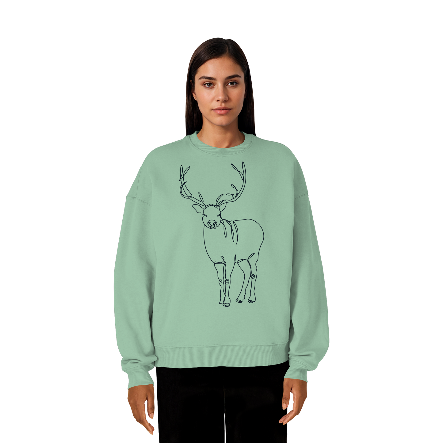 Oneline-Hirsch-Artwork - Organic Oversize Sweatshirt