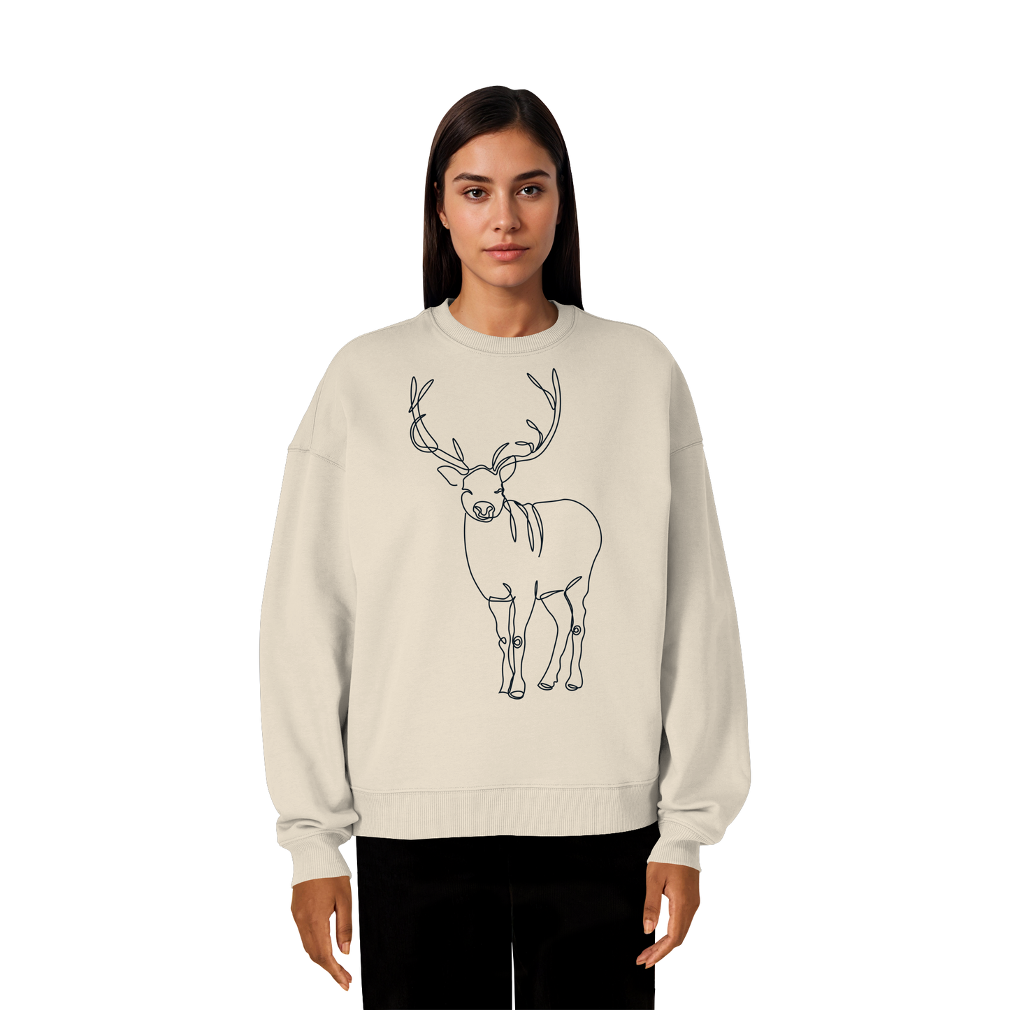 Oneline-Hirsch-Artwork - Organic Oversize Sweatshirt