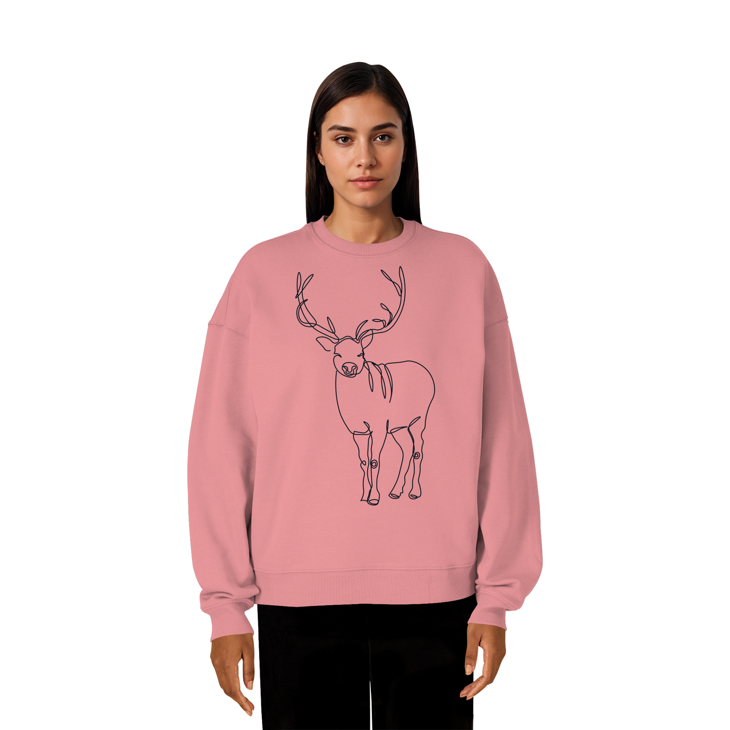 Oneline-Hirsch-Artwork - Organic Oversize Sweatshirt