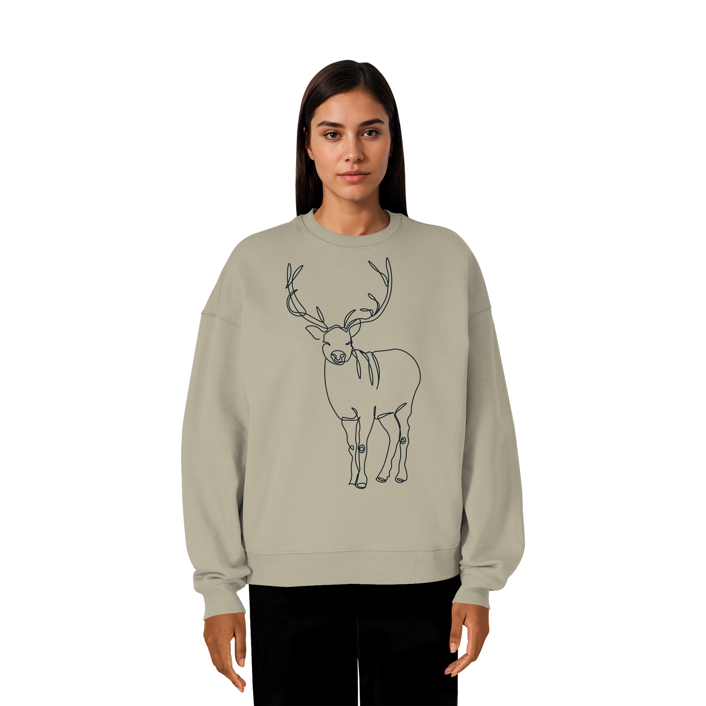 Oneline-Hirsch-Artwork - Organic Oversize Sweatshirt
