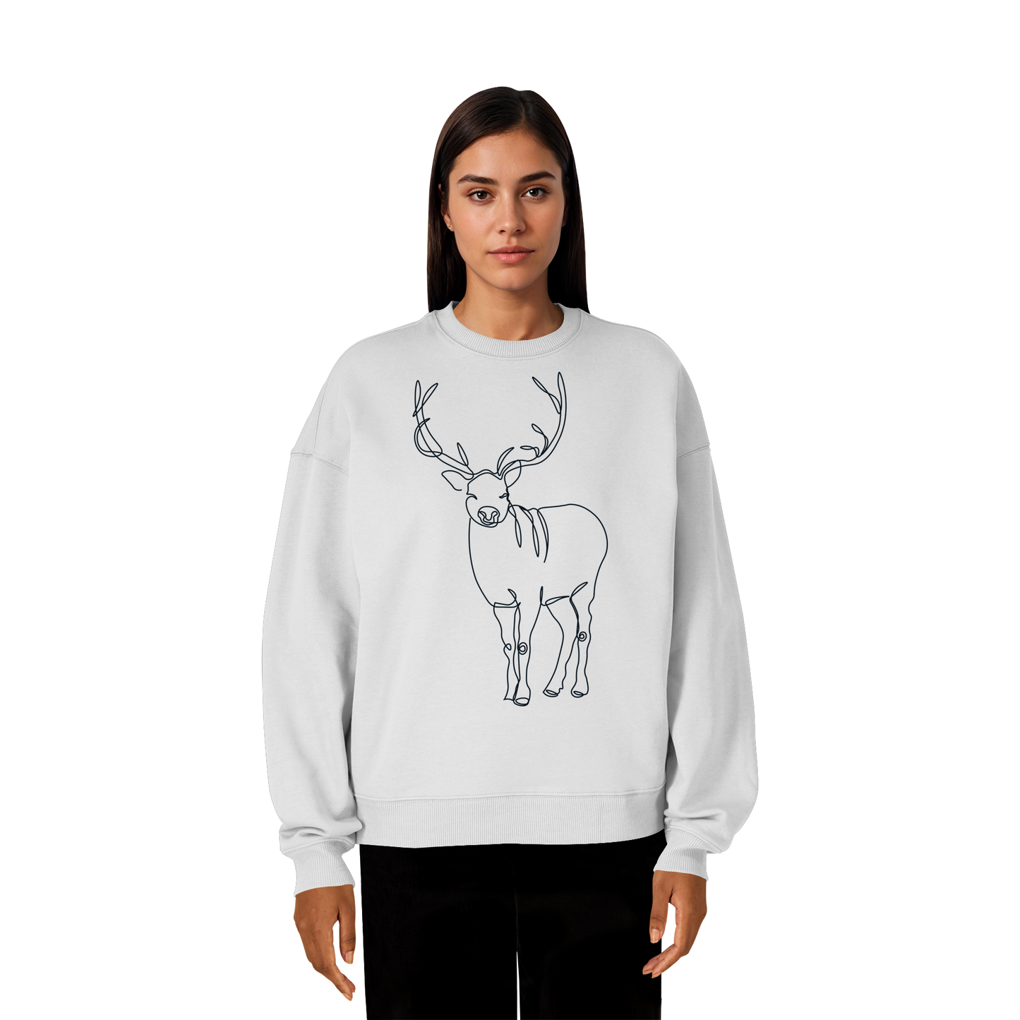 Oneline-Hirsch-Artwork - Organic Oversize Sweatshirt