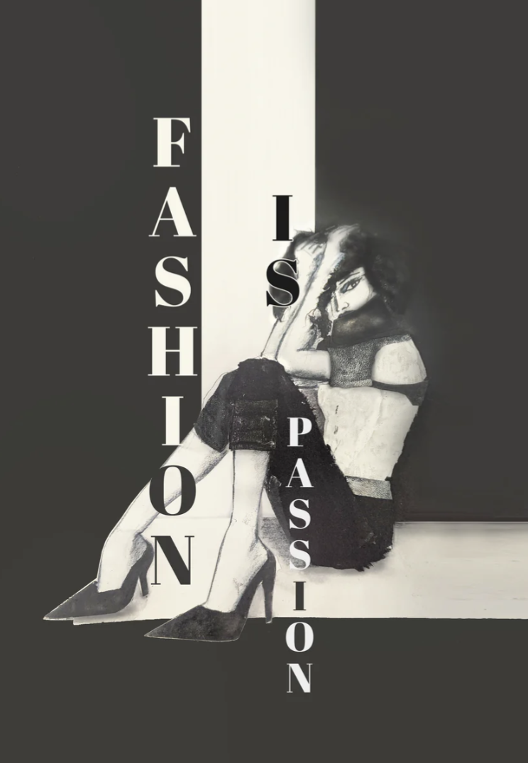 Fashion is Passion - Black and White - Allover printed - T-Shirt-Kleid